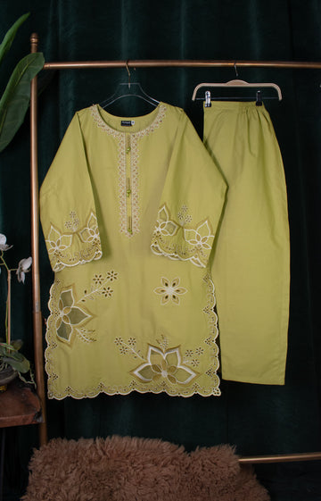 Lime Bloom - Stitched 2 Piece