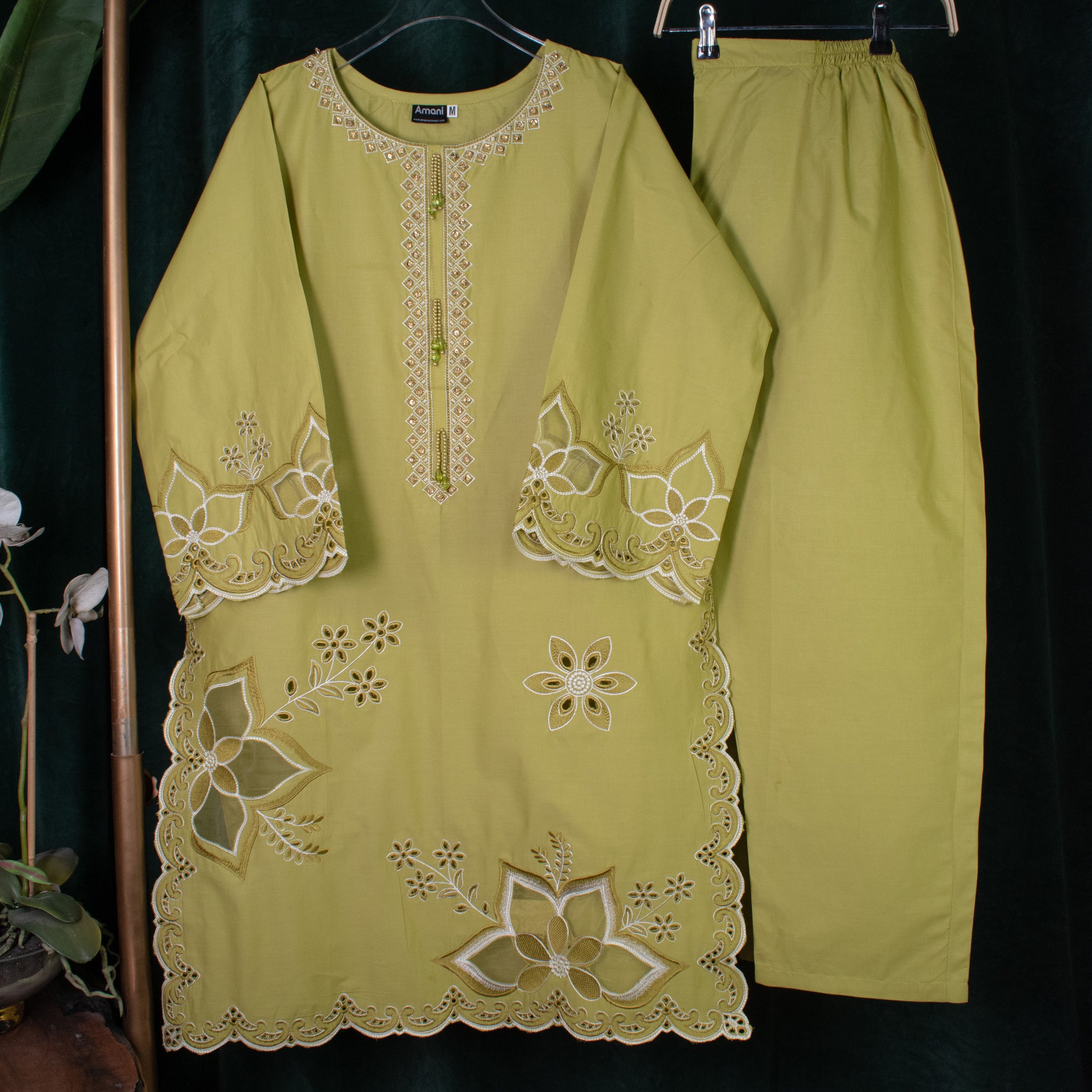 Lime Bloom - Stitched 2 Piece