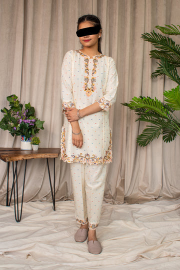 2 Piece - Embroidered Dobby Jacquard Suit